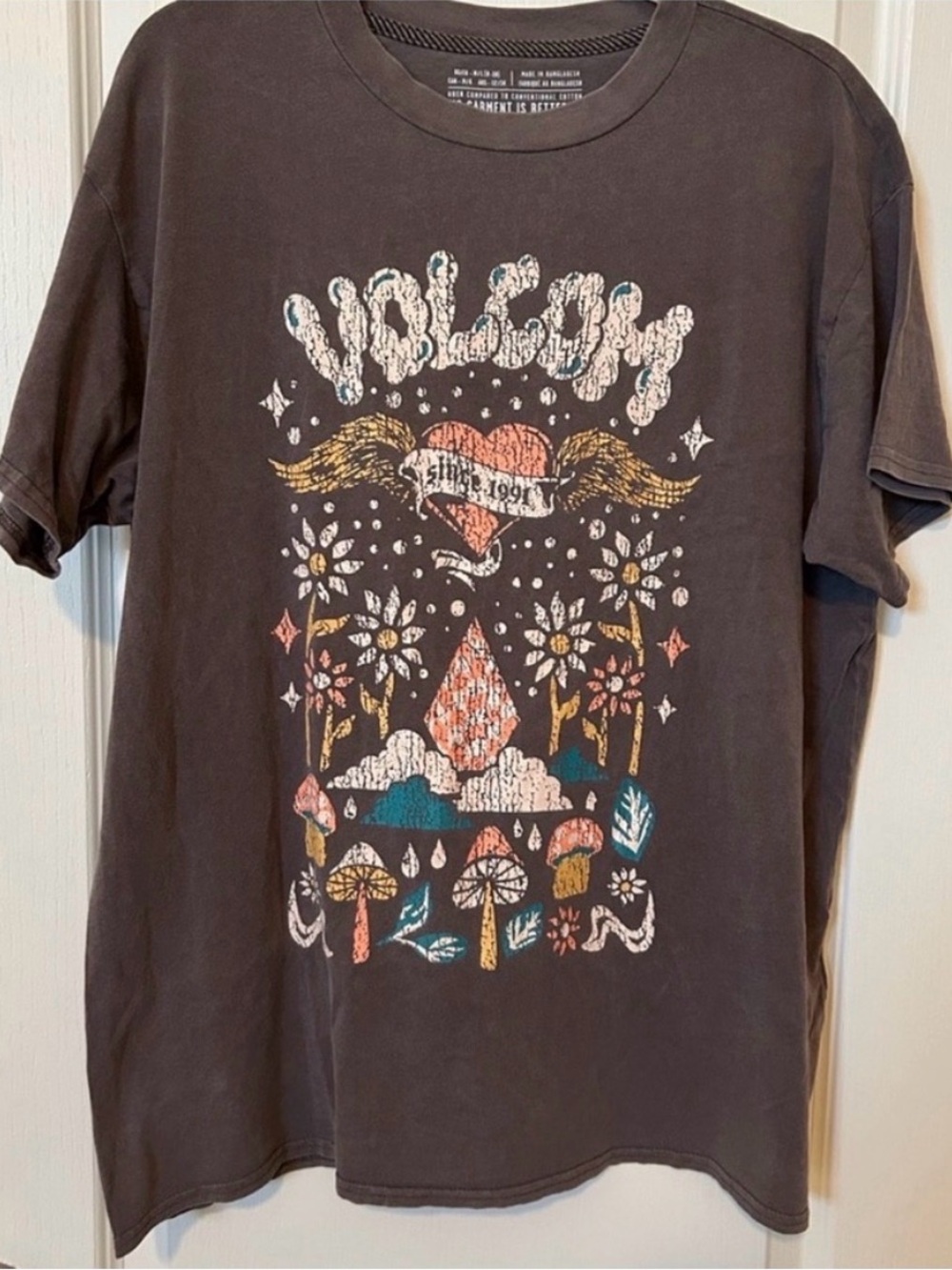 Volcom Charcoal Gray Organic Cotton Graphic Tee